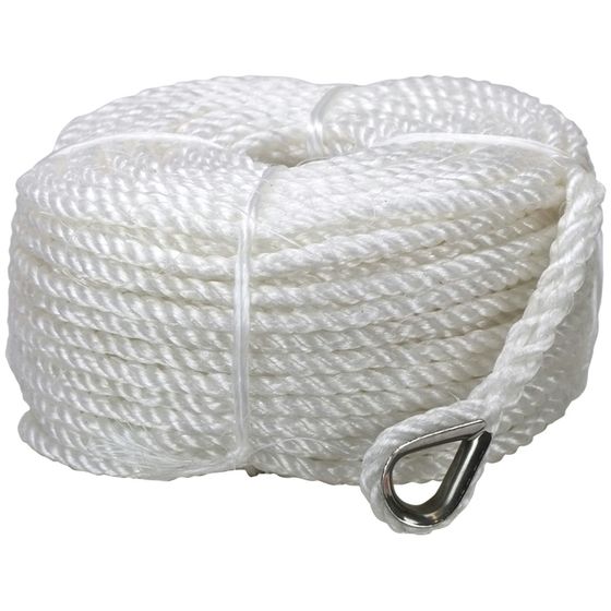 Pre-Made Anchor Line | 8mm x 30m 3-Strand Rope with Thimble