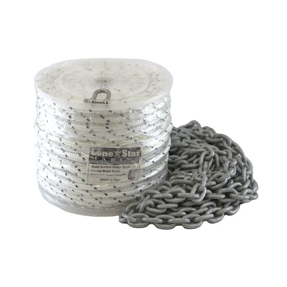 Lone Star RC10X95 Anchor Line Kit – 95m HMPE Rope + 9m Chain | Up to 8m Boats