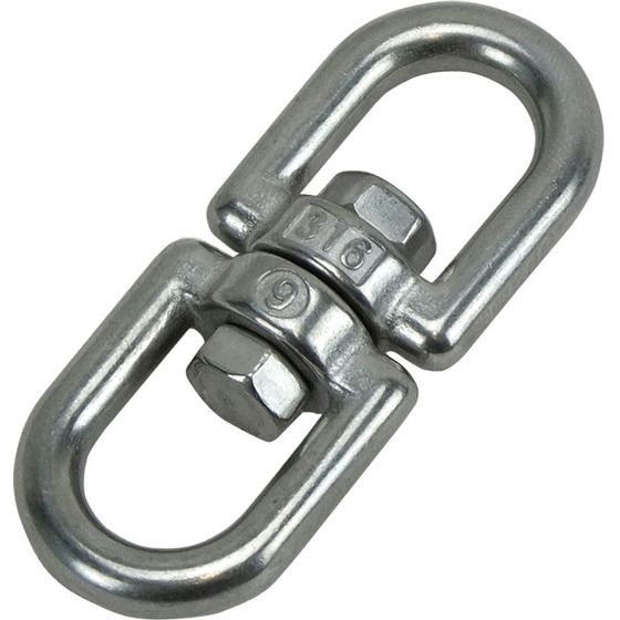 EYE TYPE ANCHOR SWIVELS - STAINLESS STEEL - 6MM MAX WORKING LOAD 1350KG