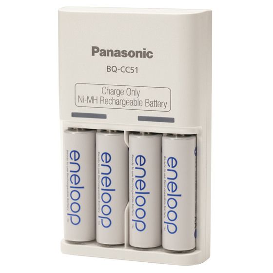 Panasonic Ni-MH Battery Charger with 4 Eneloop AA Batteries – Pre-Charged, Ready to Use
