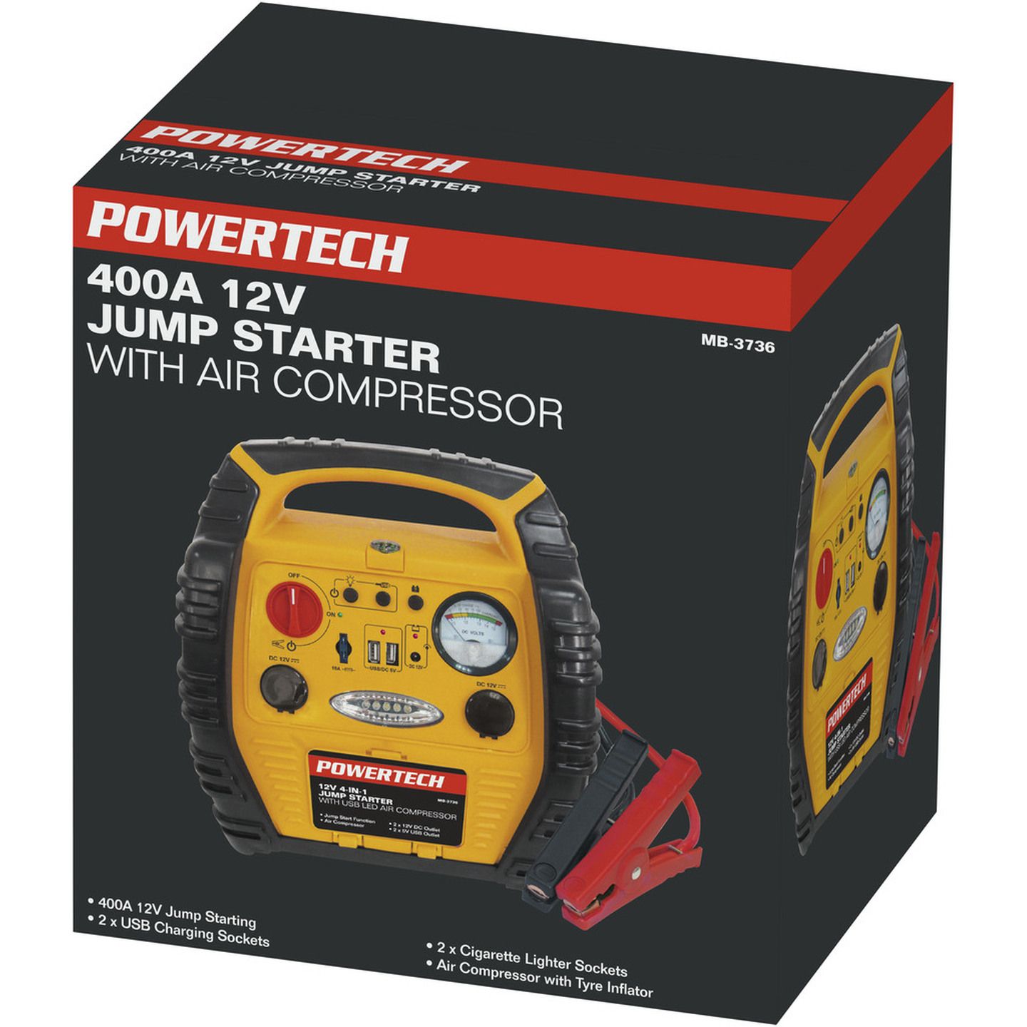 12V 17Ah Jump Starter with Air comp USB LED light