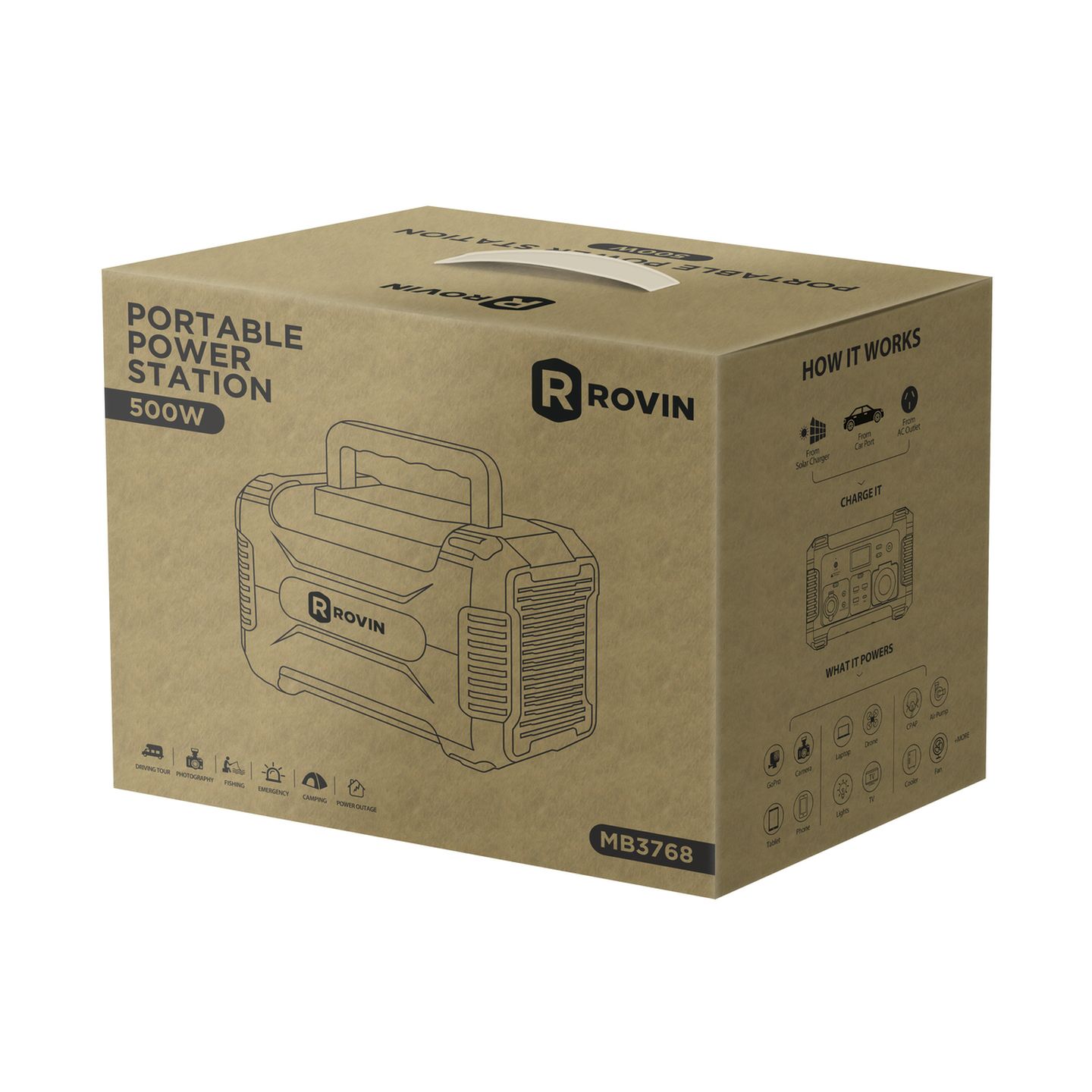 Portable 505Wh Power Station with 500W Inverter