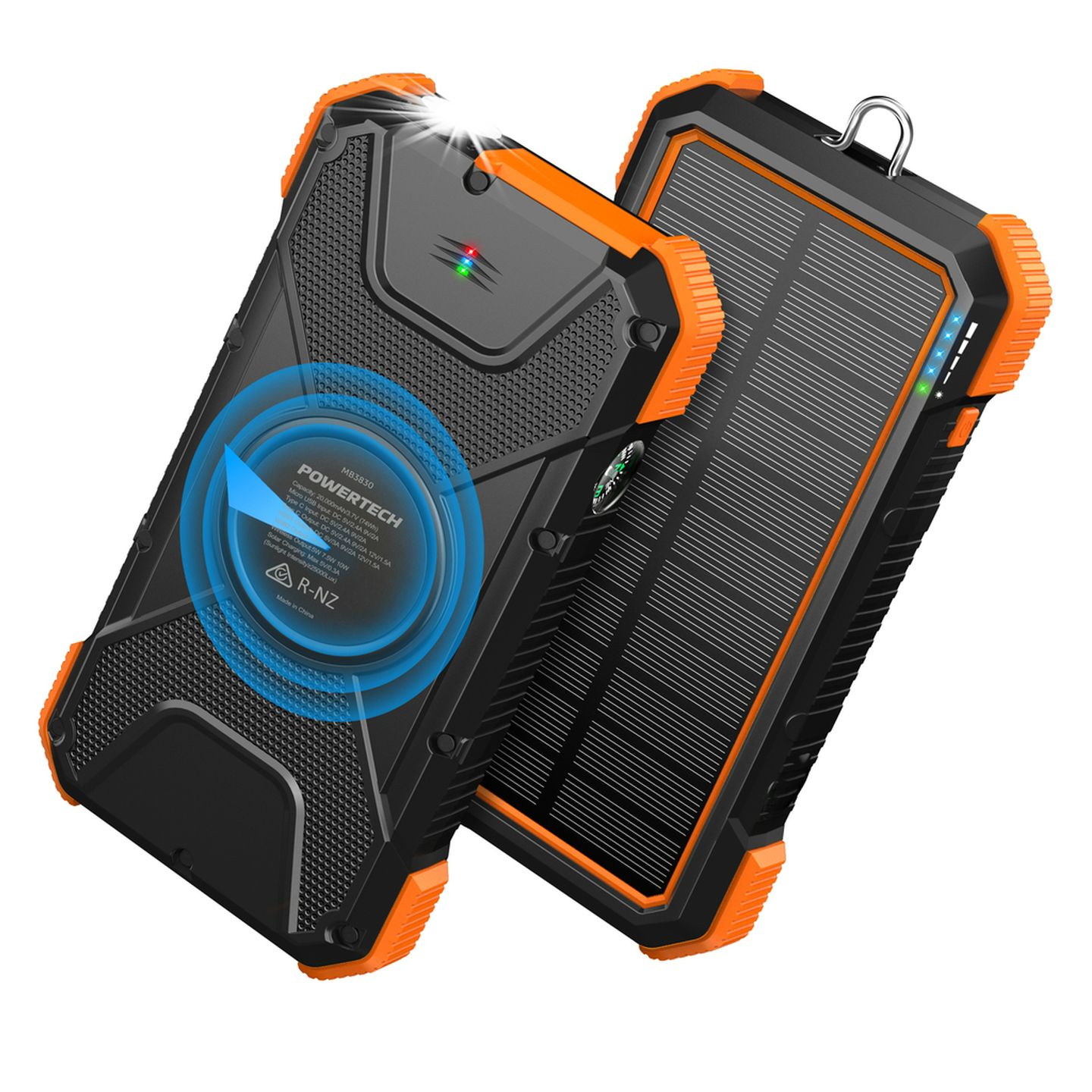 20000mAh Water Resistant Power Bank with Wireless QI  Solar Recharging