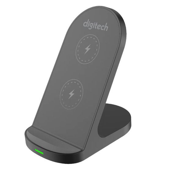 Jaycar Digitech 15W Qi Wireless Charging Stand – Dual Coil, Landscape & Portrait, Rubberised Base