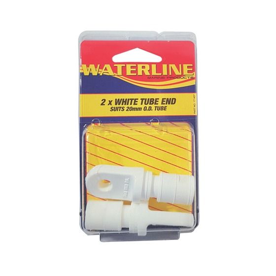 Tube End Cap with Line – White, 20mm, Fits 16mm Tube, Pack of 2 (Jaycar)