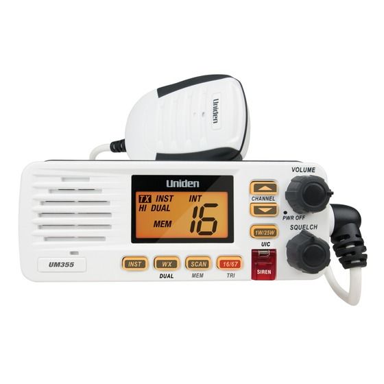 Uniden UM355 25W VHF Marine Transceiver – JIS4 Splashproof, Backlit LCD, 1W/25W Power Select