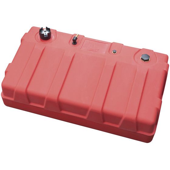 Jaycar 75L Heavy-Duty Plastic Fuel Tank – Red Petrol – Gauge Cap, Stainless Filter, Boat & Outboard Ready