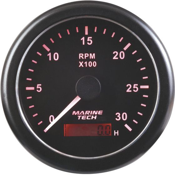 3000RPM Tachometer with Hour Meter – Black | JAYCAR