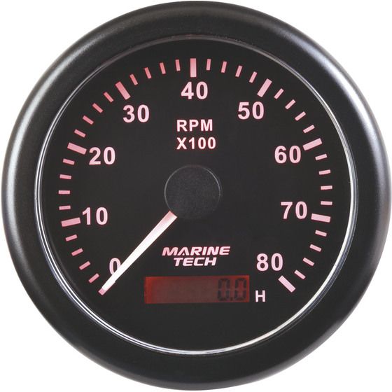 8000RPM Tachometer with Hour Meter – Black | JAYCAR
