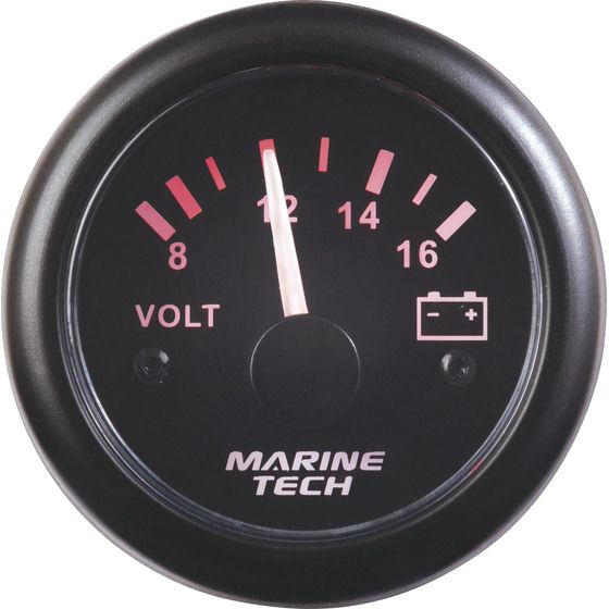 Jaycar Analogue Battery Volt Meter – 8–16 V, Black