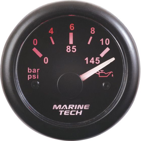 Jaycar Oil Pressure Gauge 0–10 Bar – Black Face – Metric & Imperial – MGG410