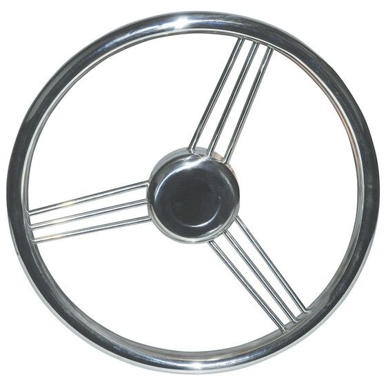 9 Spoke Stainless Steel Steering Wheel – 345mm Diameter (Fits Industry-Standard Hubs)