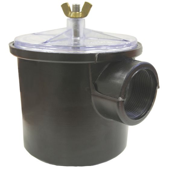 Jaycar Intake Strainer – 300L/min, 1-1/2" (40mm) Female x 2, Clear Bowl