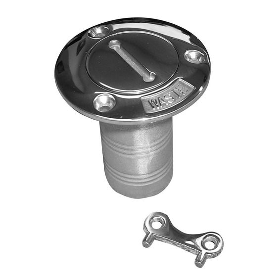Jaycar Stainless Steel Waste Deck Fitting 32mm – Flush Mount, 38mm Hose Compatible, Ball Chain Lid