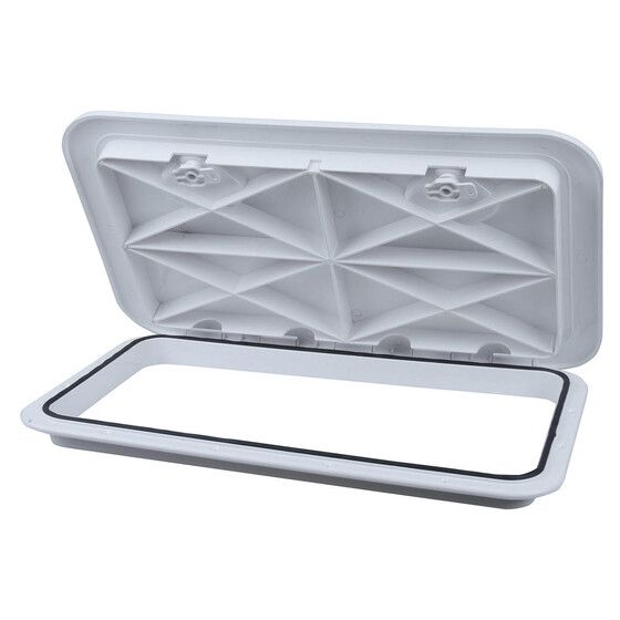 Jaycar Access Hatch 606 × 353mm – Low Profile, Weatherproof ABS, 180° Hinge