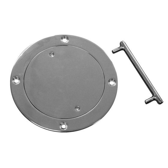 Metal Deck Plate with Key – 140mm OD / 100mm Opening | 316 Stainless Mirror Polished