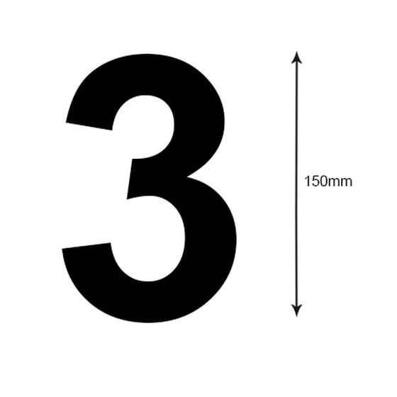 BOAT REGO STICKERS BLACK NUMBER (3) 163MM