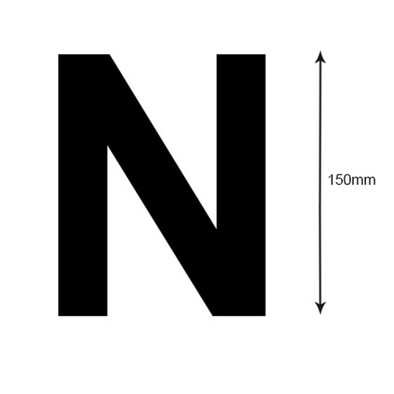 Boat Rego Sticker – Black Letter "N" 163mm (Pair)