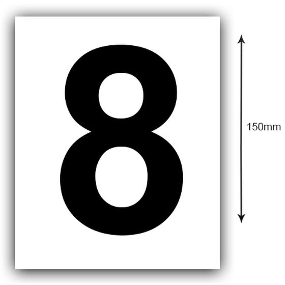 Jaycar 150mm Boat Registration Sticker – Number 8, Black on White (Pair)