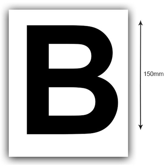 Jaycar 150mm Boat Registration Sticker – Letter B, Black on White (Pair)