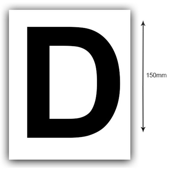 Jaycar 150mm Boat Registration Sticker – Letter D, Black on White (Pair)