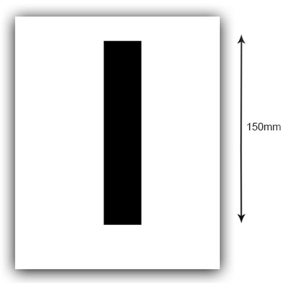 150mm Black on White Boat Rego Letter I Sticker – Sold as a Pair