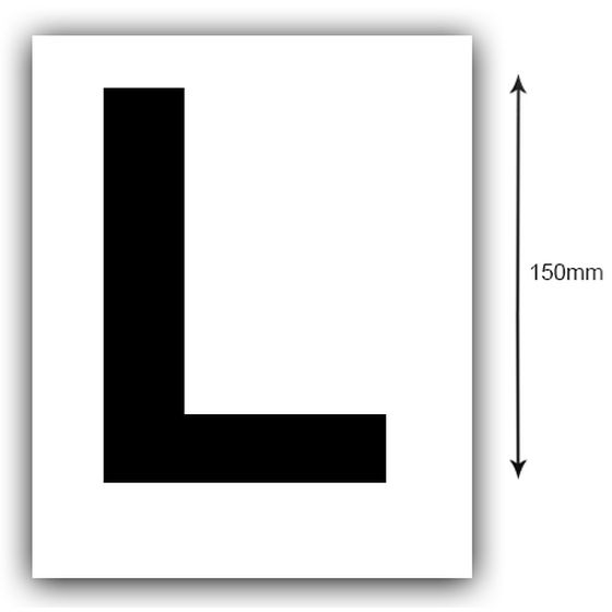 150mm Boat Registration Letter L – Black on White (Pair)