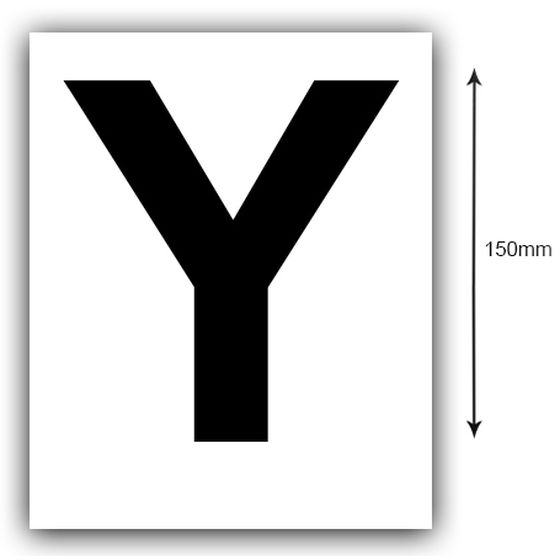 Boat Registration Letter Y Sticker – 150mm Black on White (Pair)