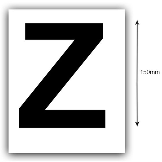 Boat Registration Letter Z Sticker – 150mm Black on White (Pair)