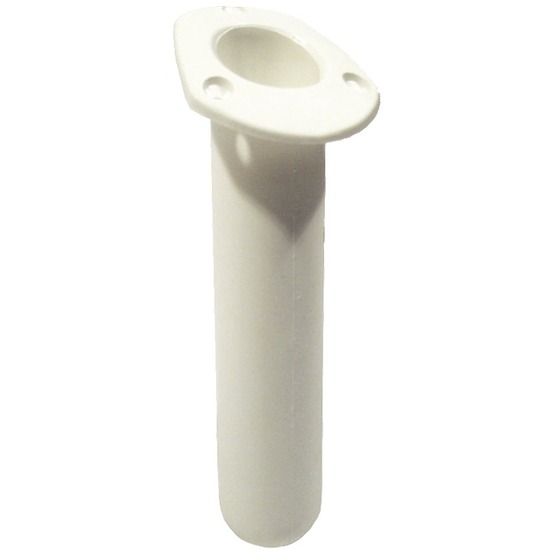 Oval Top Through-Deck Rod Holder Mount – White | UV-Resistant Nylon | 30°/60° Angle