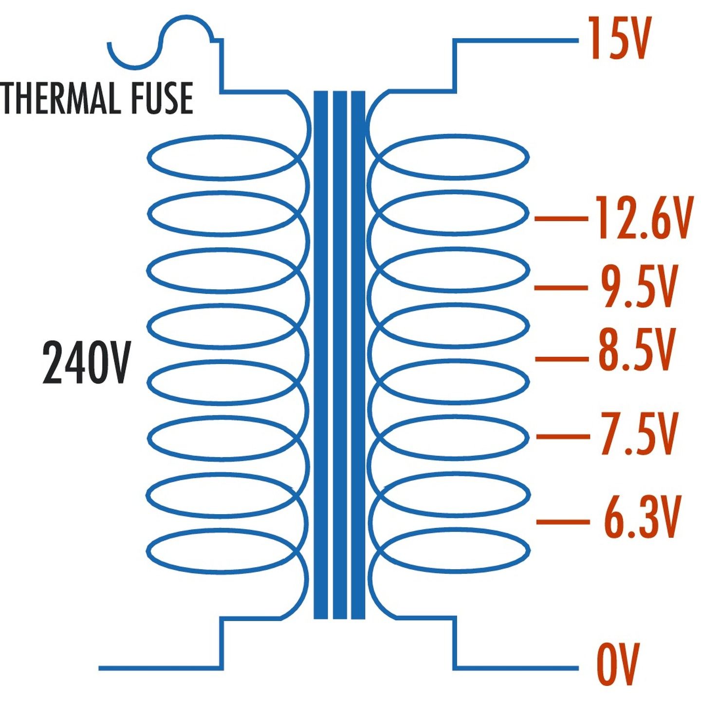 6.3-15V 15VA 1A Multi-Tapped - Type 2155