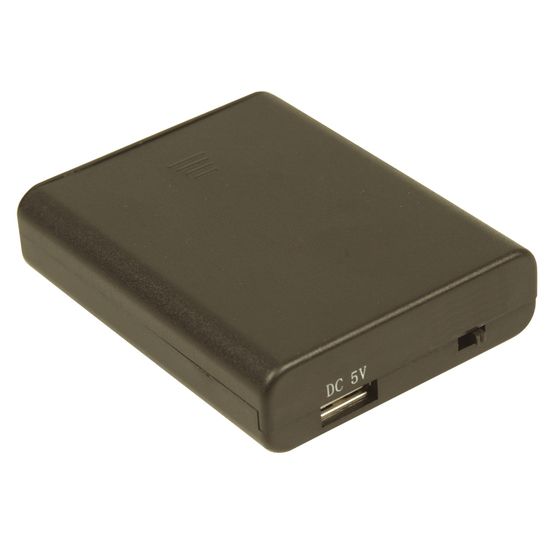BATTERY BANK 4 X AA USB A SKT WITH SWITCH BLACK