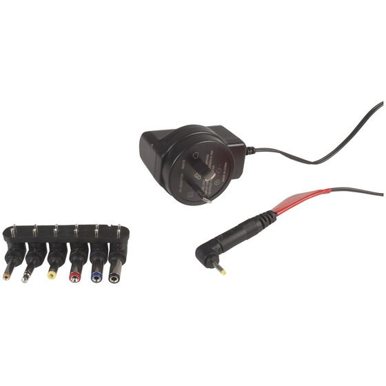 Jaycar 12V DC 400mA Ultra-Slim Power Supply – 7 DC Plugs, 1.7m Lead