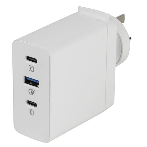 Jaycar 100W Laptop Wall Charger – 2× USB-C (PD 3.0/QC4+) + USB-A (QC3.0) | 5–20V