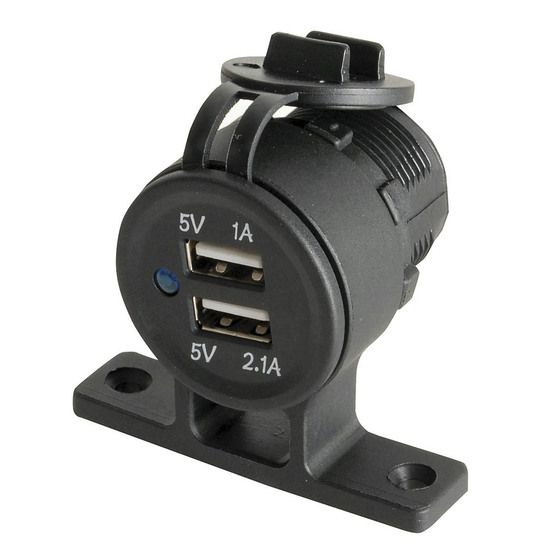 Jaycar Twin USB Panel or Surface Mount Outlet 5V 3.1A – 12V/24V Vehicle Charger with 3 Mounting Options