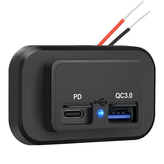 Jaycar 12V DC Fly Lead Charger – USB-C PD 3.0 & QC 3.0 (Up to 48W)
