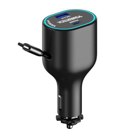 Jaycar 85W Car Charger with 65W Retractable USB-C Cable – MP3697
