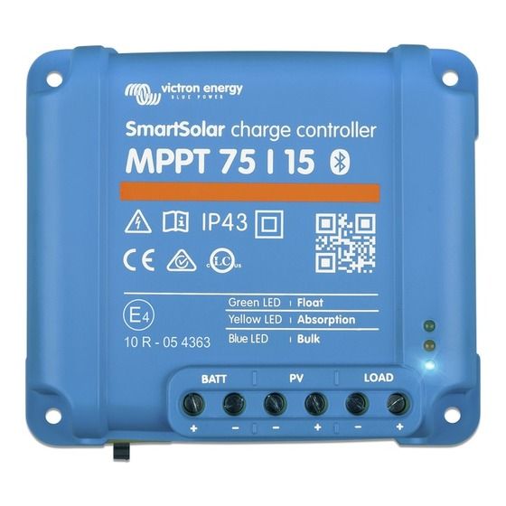 Victron SmartSolar MPPT 75/15 Charge Controller – 12/24V 15A with Load Output & Bluetooth