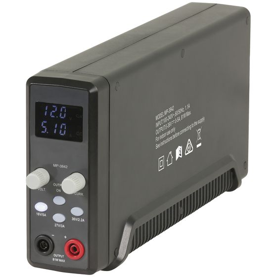 Jaycar MP3842 Slimline Lab Power Supply – 0–36VDC, 0–5A, 80W Max