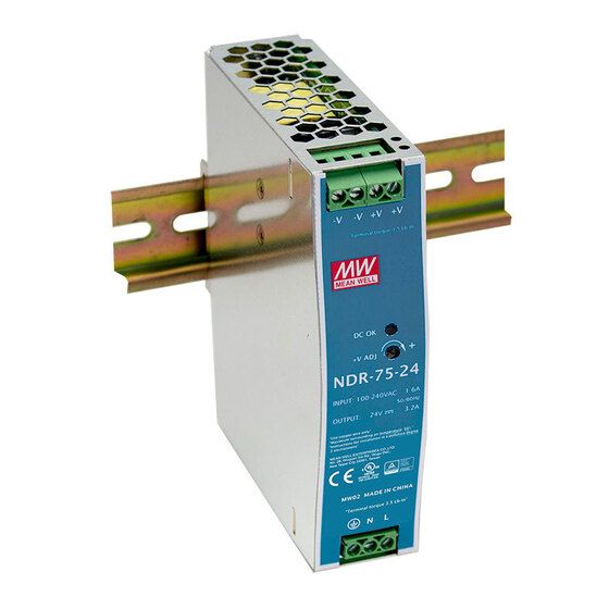 MEAN WELL 75W DIN Rail Power Supply 24VDC 3.12A – Slimline Switchmode PSU