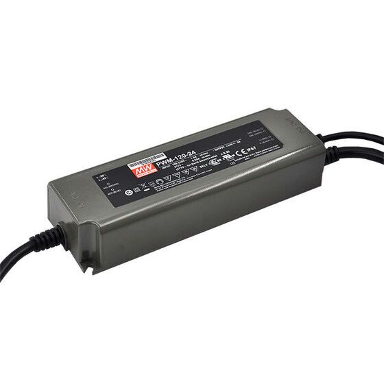 Mean Well PWM-120-24 | 24V 120W LED Power Supply with PWM Dimming | IP67 | 5-Year Warranty