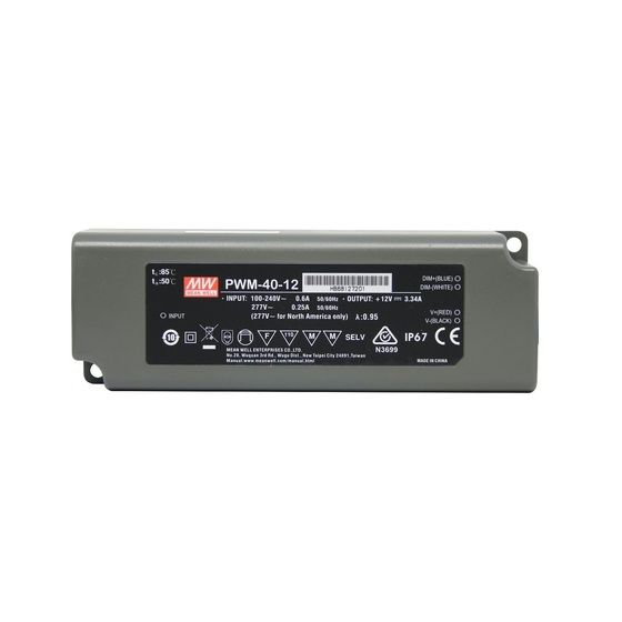 Mean Well PWM-40-12 | 12V 40W LED Power Supply with PWM Dimming for LED Strips