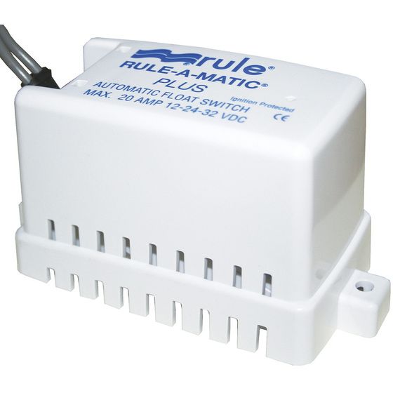 Rule-A-Matic 20 Amp Float Switch – 12V DC, Enclosed Float, Operates on 24V Marine Systems