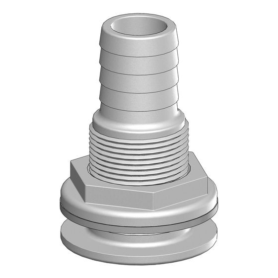 SKIN FITTING THREADED WITH BARBED TAILS - 1/4IN (32MM) TAIL INT. DIA 25MM