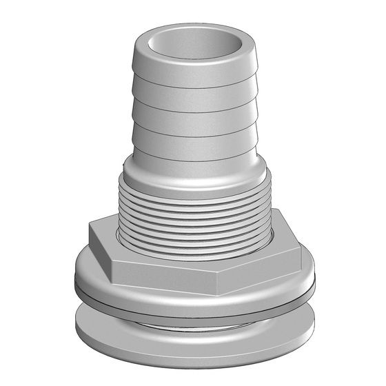 Jaycar Skin Fitting – Threaded with Barbed Tails | 1/2in (38mm) Tail, 29mm Internal Dia