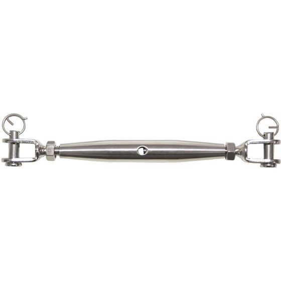 Jaycar Fork to Fork M5 Enclosed Turnbuckle – 316 Stainless Steel, Barrel Body (120–180 mm)