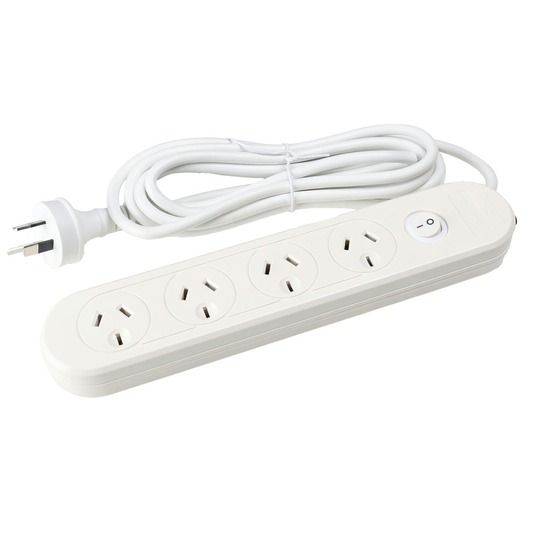 Jaycar 4-Way Powerboard with 3m Cable – Surge & Overload Protected, Master Switch
