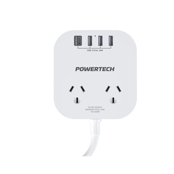 Jaycar 2-Way Desktop Power Board with PD 45W USB-C & 3× USB-A Ports