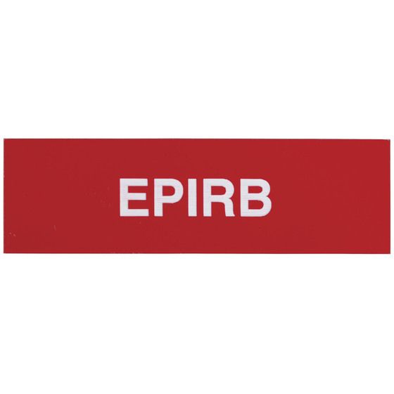 Jaycar Adhesive EPIRB Sign – 100 × 30 mm, White on Red, Self-Adhesive Cabinet Label