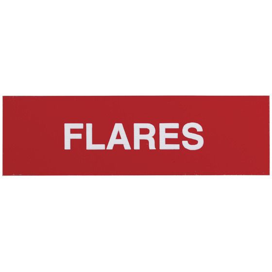 JAYCAR Adhesive Flares Sign 100 x 30mm – White on Red, Self-Adhesive
